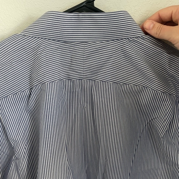 Men's Blue White Striped Button Down Dress Shirt Nordstrom Neck 16.5 - Picture 7 of 9